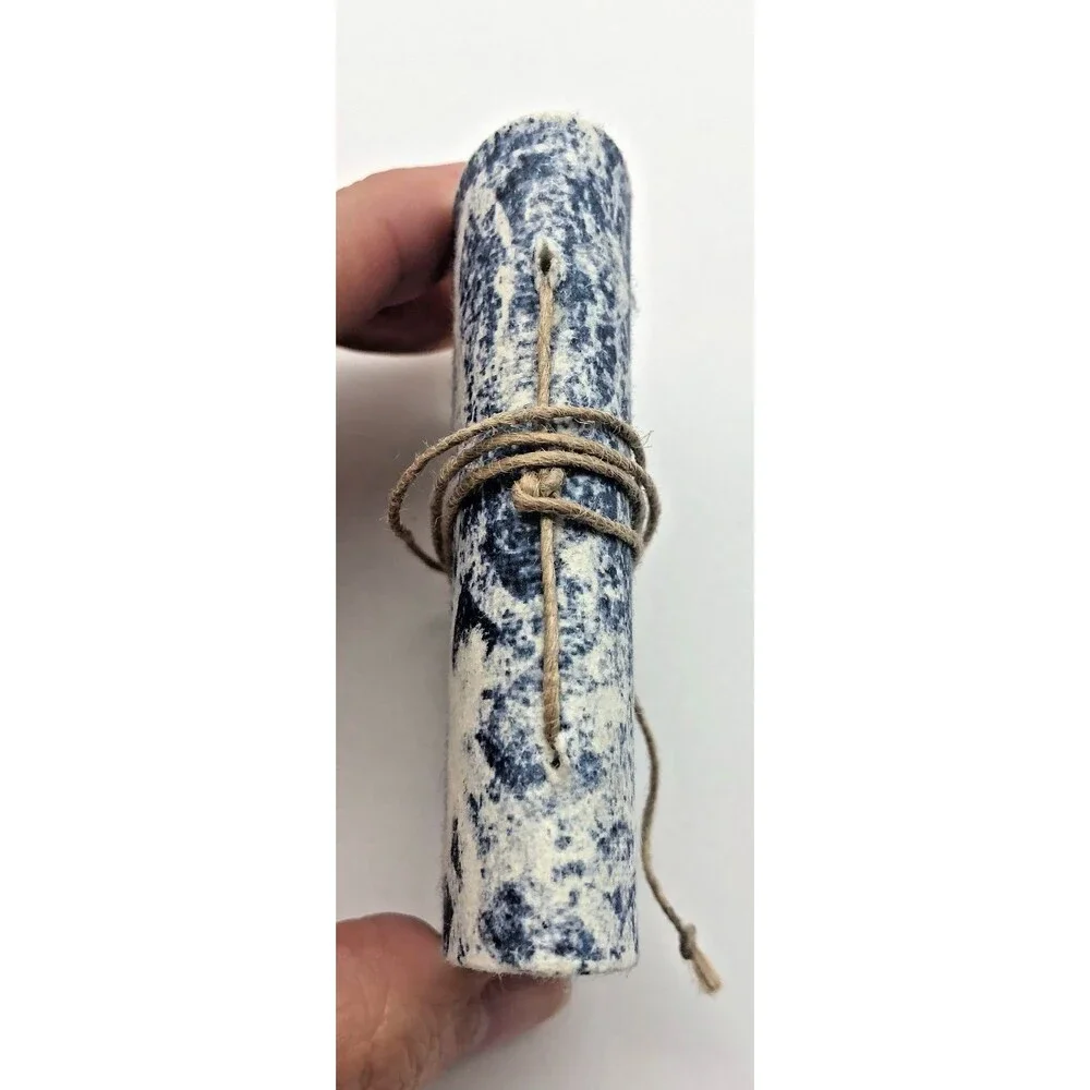 Handmade Bound Mini Paperboard Journal Blue White Twine Tie Blank Inserts 3x2”